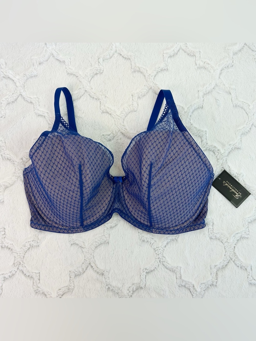 Frederick’s of Hollywood Elise High Apex Blue Mesh Bra Size 40F NWT